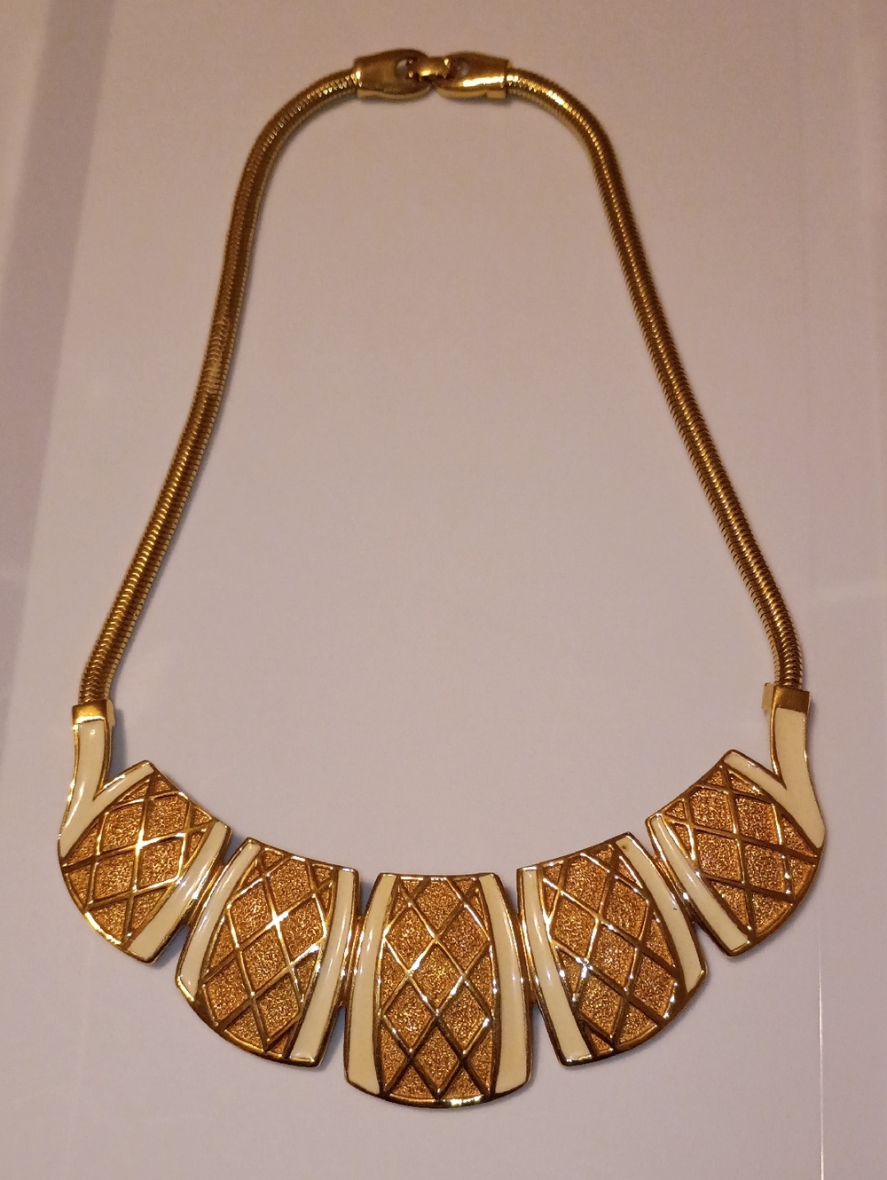 Gold and Cream Statement Collar Necklace